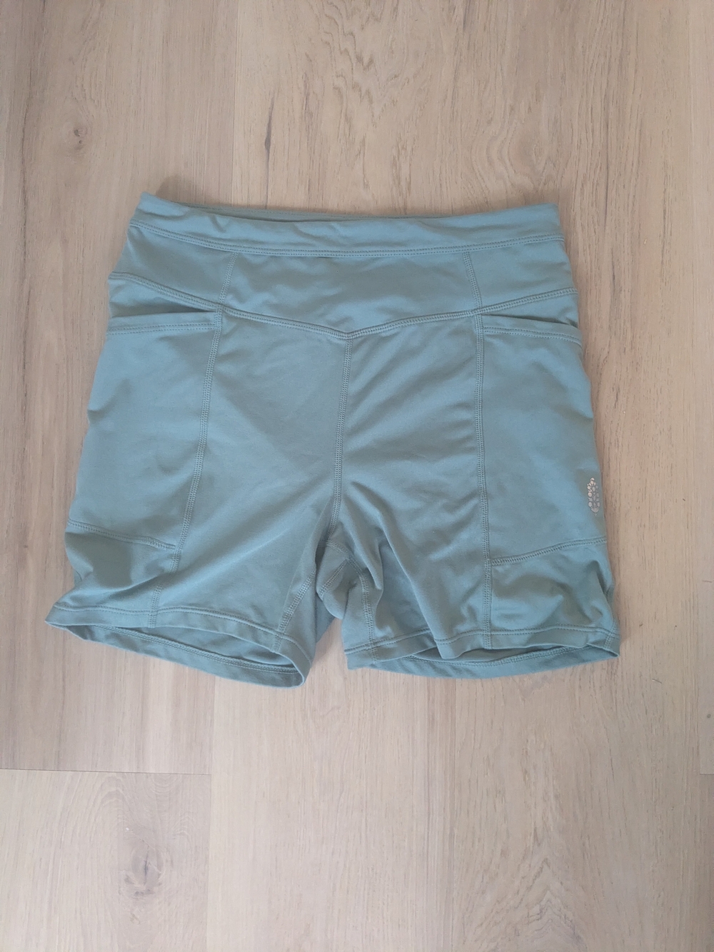 FP Movement by Free People Light Teal High-Waist Athletic Shorts